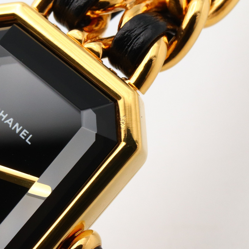 Premiere S 石英腕錶 黑色錶盤 鍍金 皮革錶帶【CHANEL 香奈兒】 H0001-8