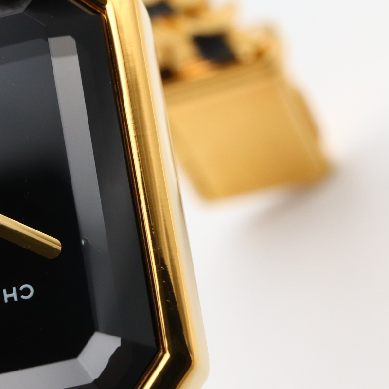 Premiere S 石英腕錶 黑色錶盤 鍍金 皮革錶帶【CHANEL 香奈兒】 H0001-9