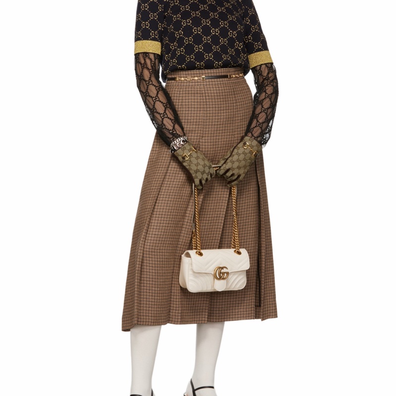 Gucci 女士 GG Marmont系列迷你肩背包均碼碼MINI、22X6X13CM-7