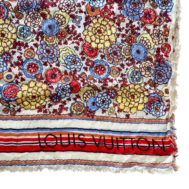 LOUIS VUITTON 花花 羊絨 圍巾-4