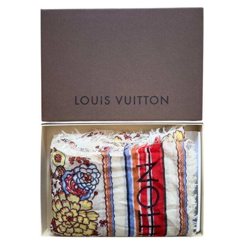 LOUIS VUITTON 花花 羊絨 圍巾-7