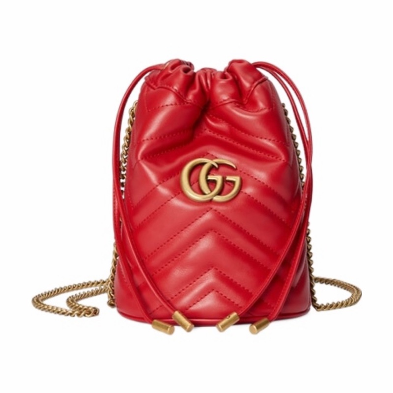 Gucci 女士 GG Marmont 絎縫迷你水桶包均碼碼MINI、13cm*13cm*17cm-0