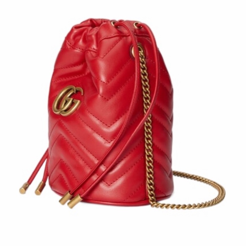 Gucci 女士 GG Marmont 絎縫迷你水桶包均碼碼MINI、13cm*13cm*17cm-1