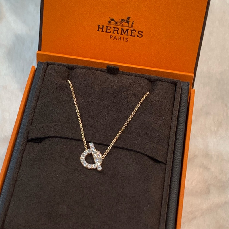 🌟有正單全套齊 ✨Hermes Finesse小Q玫瑰金鑲鑽 徐璐同款-3