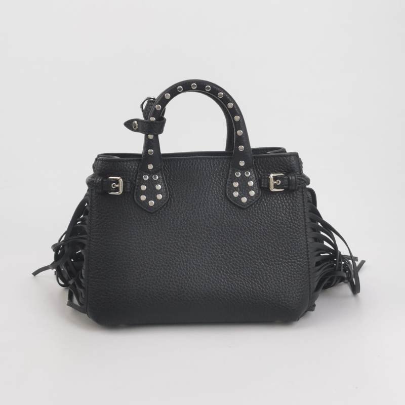 Burberry The Banner班納迷你牛皮流蘇字母Logo雙搭扣斜挎包單肩包-4