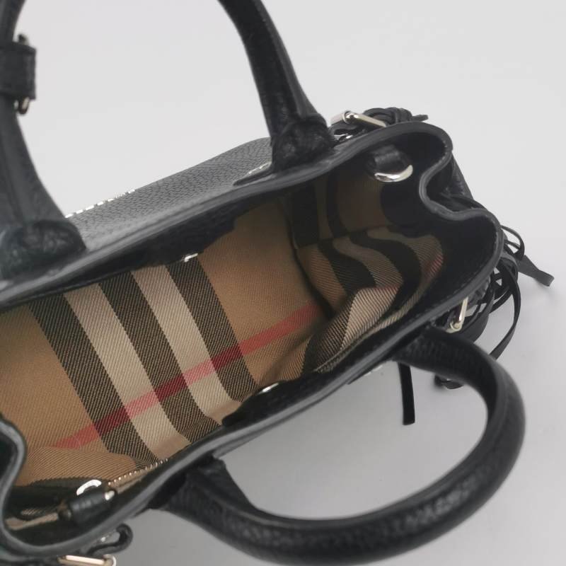 Burberry The Banner班納迷你牛皮流蘇字母Logo雙搭扣斜挎包單肩包-6