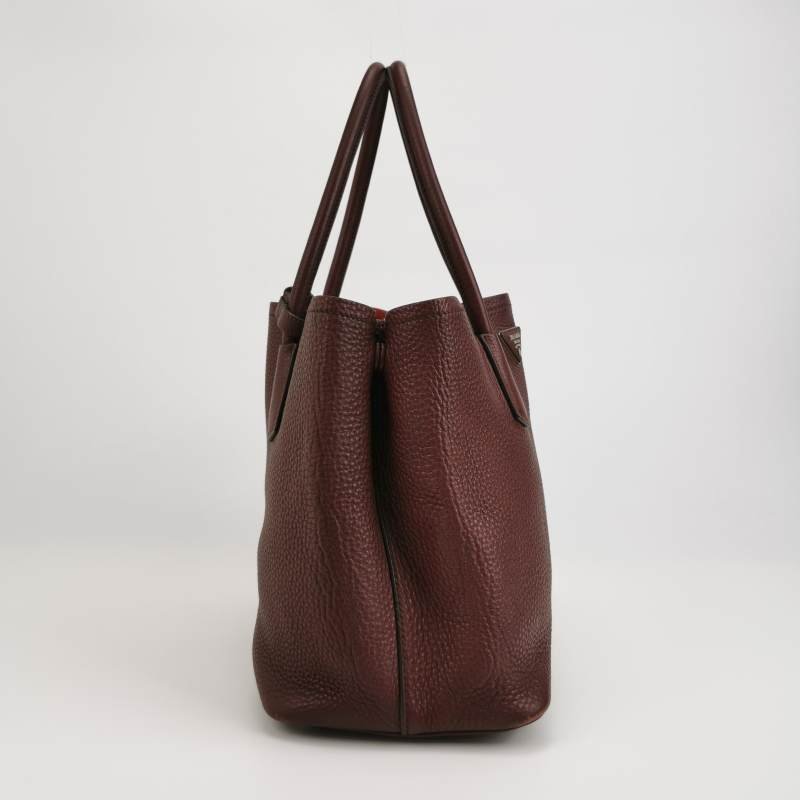 Prada Double中號牛皮純色三角徽標斜挎包單肩包-3