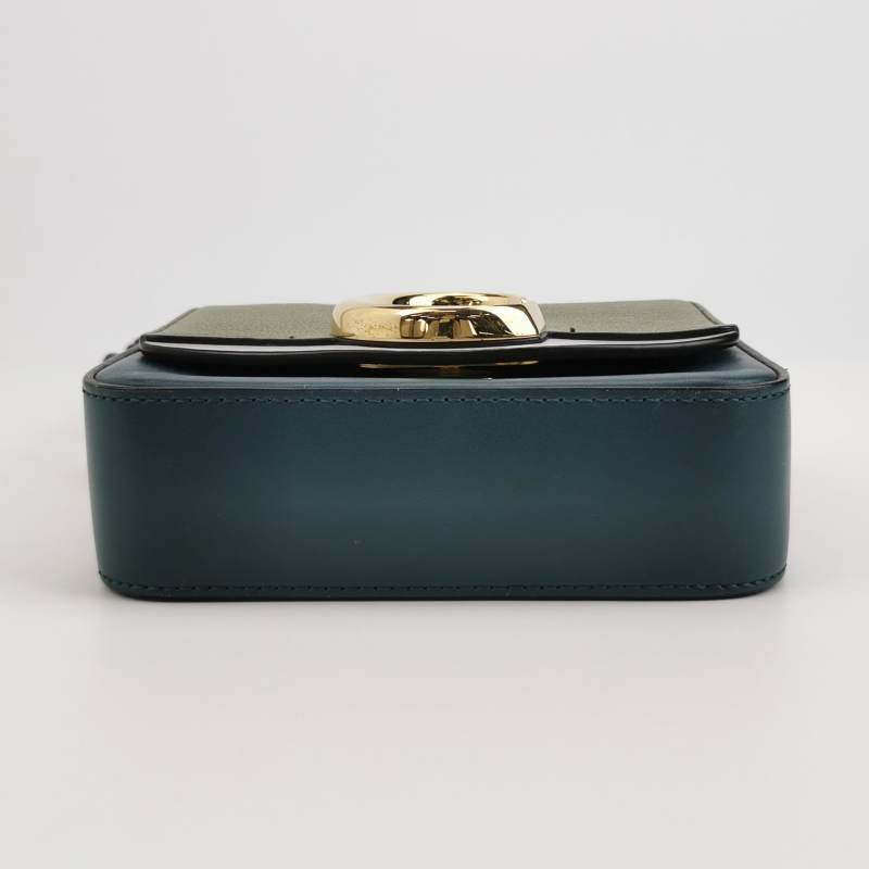 Chloe Chloe C迷你牛皮羊皮拼色字母C徽飾斜挎包-5