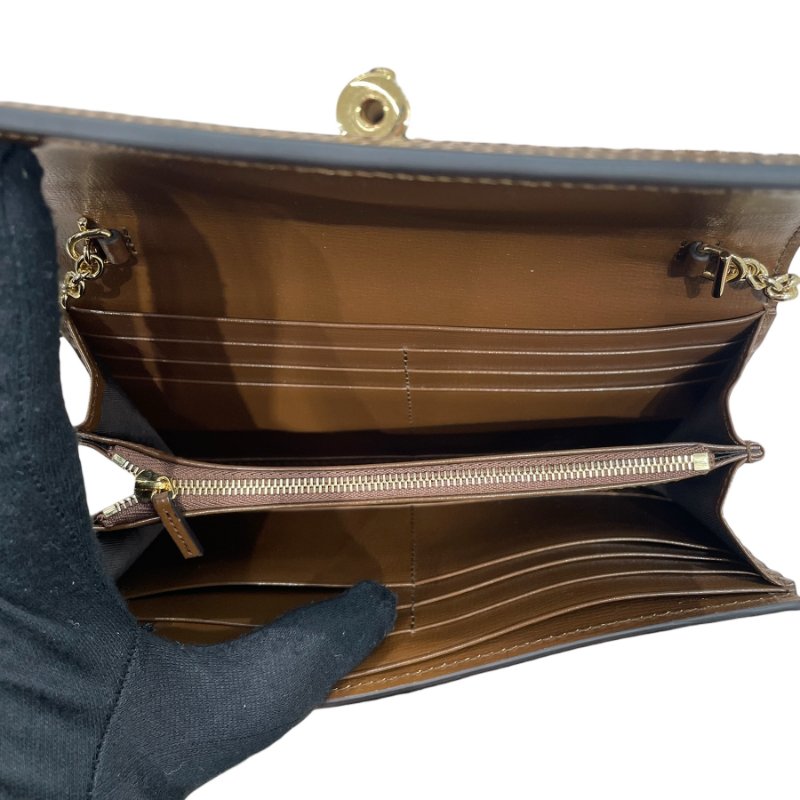 GUCCI 古馳 252681 JACKIE 1961 鍊條長夾 GG SUPREME PVC帆布 老花 棕色系 金釦-13