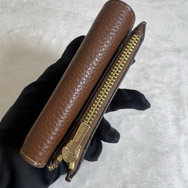 COACH 經典LOGO卡袋皮夾棕色-5