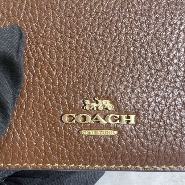 COACH 經典LOGO卡袋皮夾棕色-6