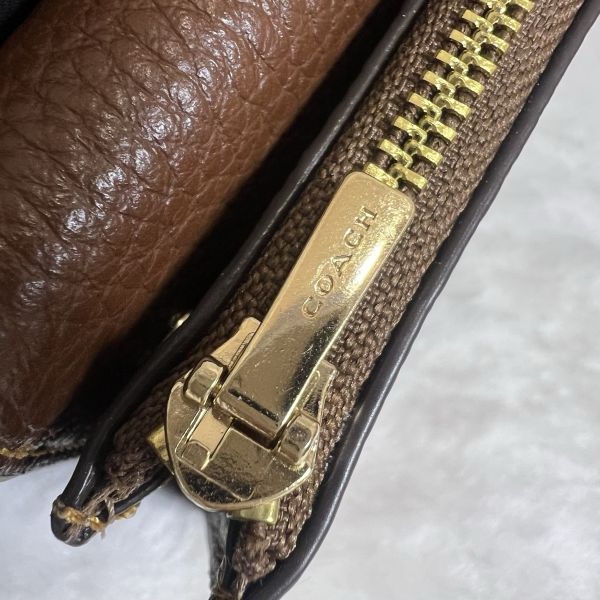 COACH 經典LOGO卡袋皮夾棕色-11