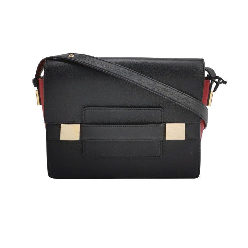Delvaux Madame牛皮拼色抽取式翻蓋斜挎包單肩包-0