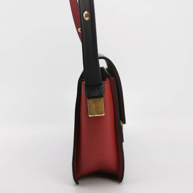 Delvaux Madame牛皮拼色抽取式翻蓋斜挎包單肩包-3