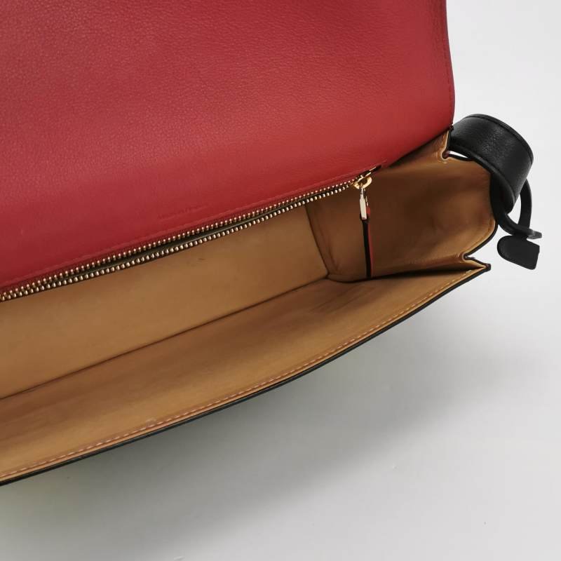 Delvaux Madame牛皮拼色抽取式翻蓋斜挎包單肩包-6