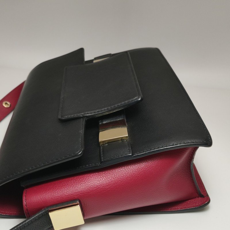 Delvaux Madame牛皮拼色抽取式翻蓋斜挎包單肩包-22