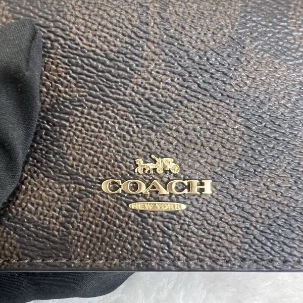Coach 黑色老花三折短夾-7