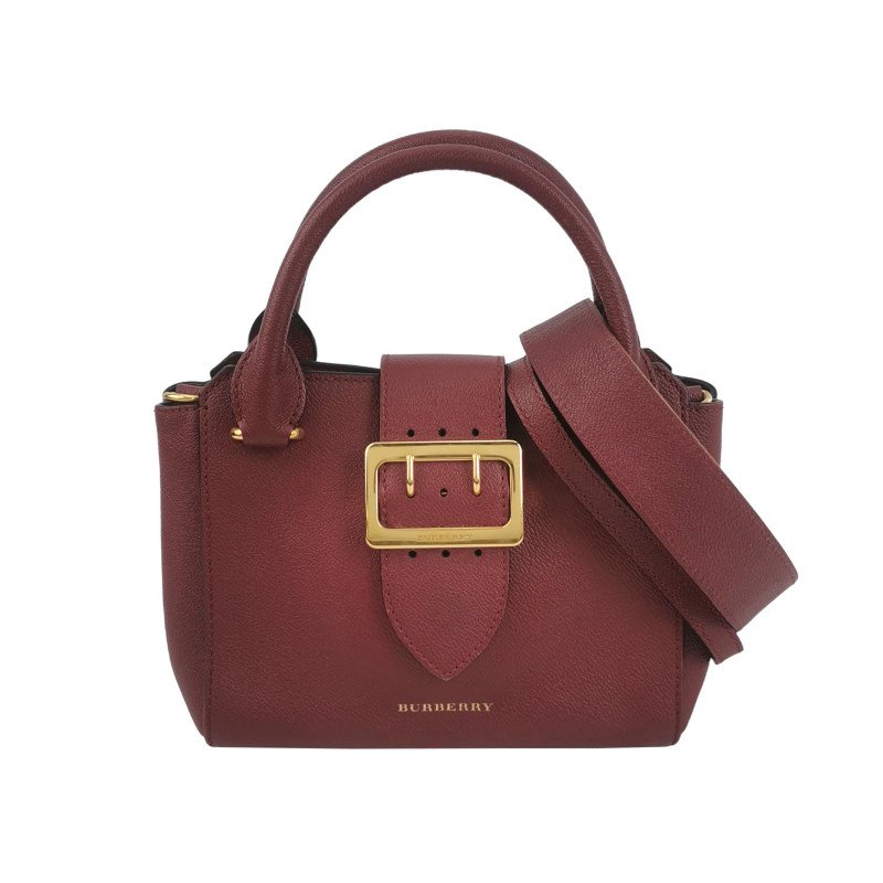 Burberry The Banner班納牛皮純色金屬字母logo雙搭扣斜挎包-0