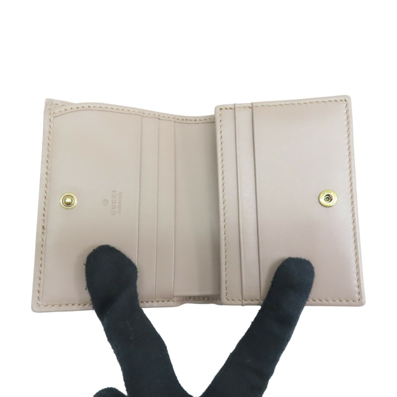 棕色 牛皮 山形紋 扣式 雙折 GG Marmont 短夾 466492【GUCCI 古馳】 466492-4