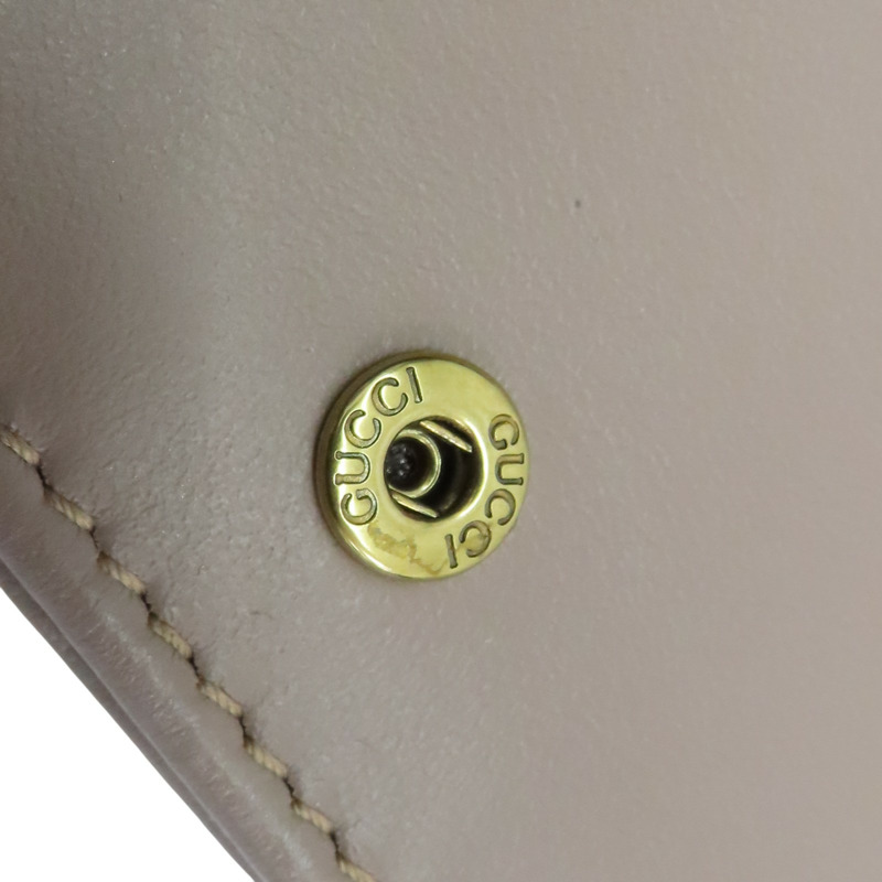 棕色 牛皮 山形紋 扣式 雙折 GG Marmont 短夾 466492【GUCCI 古馳】 466492-10