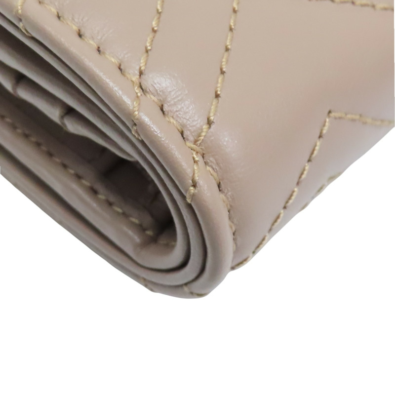 棕色 牛皮 山形紋 扣式 雙折 GG Marmont 短夾 466492【GUCCI 古馳】 466492-14