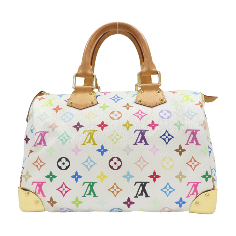 白彩 原花帆布 Speedy 30 波士頓包 手提包【LOUIS VUITTON LV 路易威登】 M92643-1