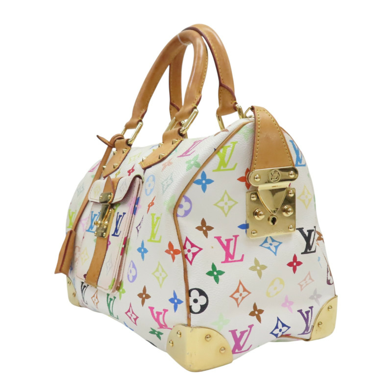 白彩 原花帆布 Speedy 30 波士頓包 手提包【LOUIS VUITTON LV 路易威登】 M92643-2