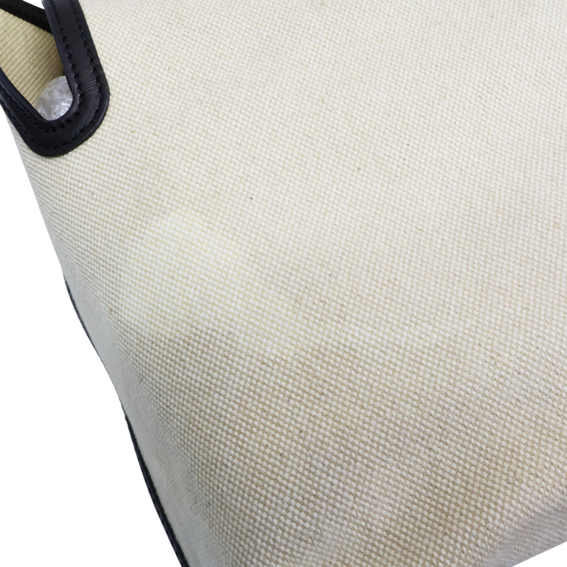 白色帆布 棕色皮革 飾邊 托特包【BURBERRY 巴寶莉】 8010341-12