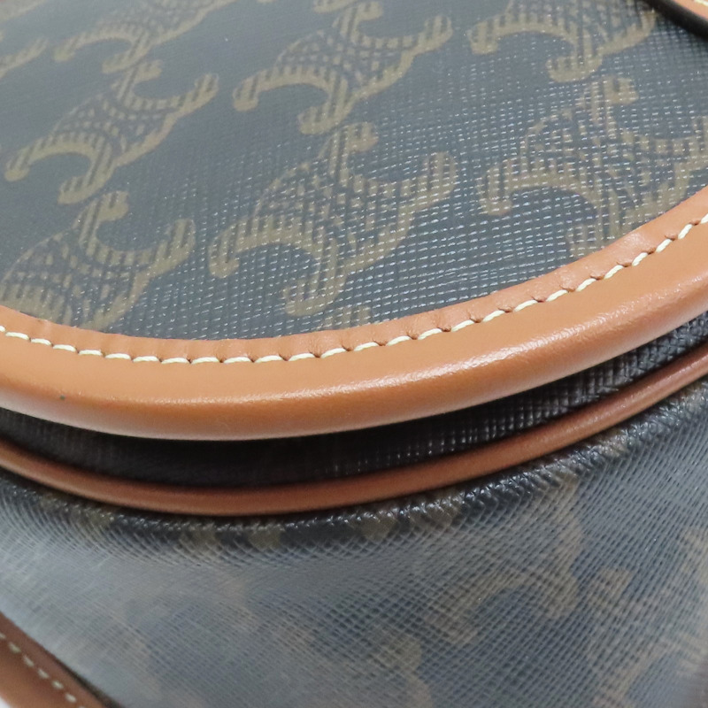 棕色 PV帆布 原花 凱旋門 FOLCO 馬鞍包 肩背包【CELINE 賽琳】 191502BZJ.04LU-7