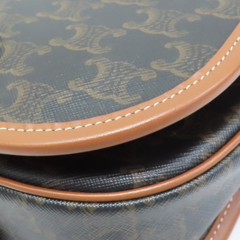 棕色 PV帆布 原花 凱旋門 FOLCO 馬鞍包 肩背包【CELINE 賽琳】 191502BZJ.04LU-8