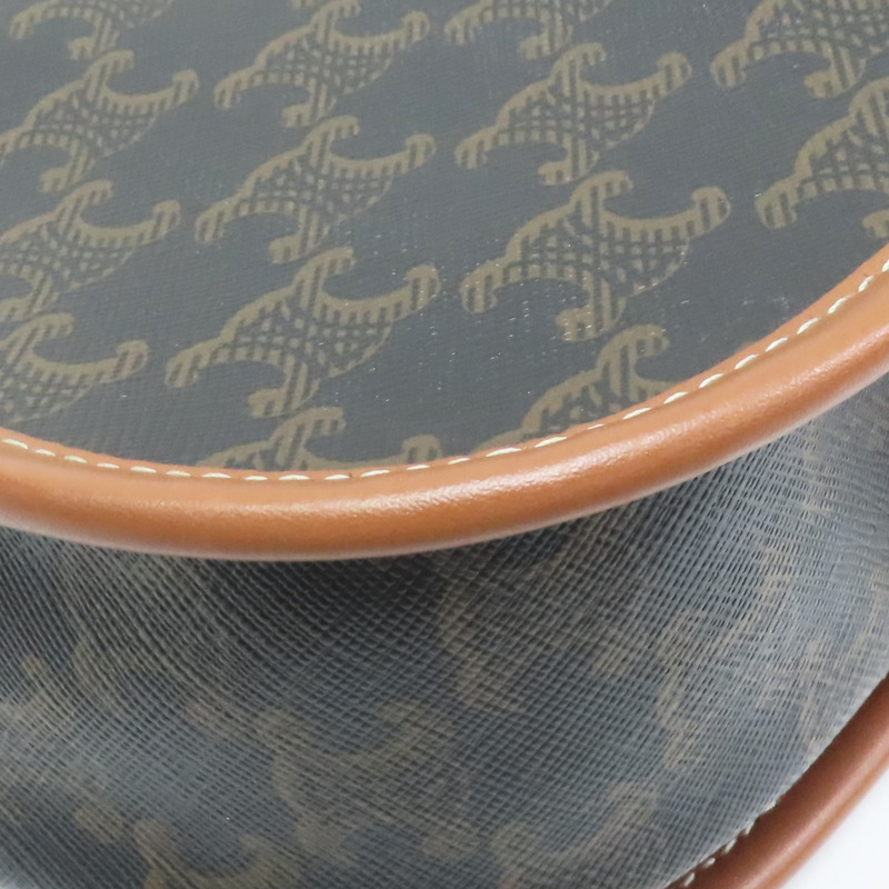 棕色 PV帆布 原花 凱旋門 FOLCO 馬鞍包 肩背包【CELINE 賽琳】 191502BZJ.04LU-9