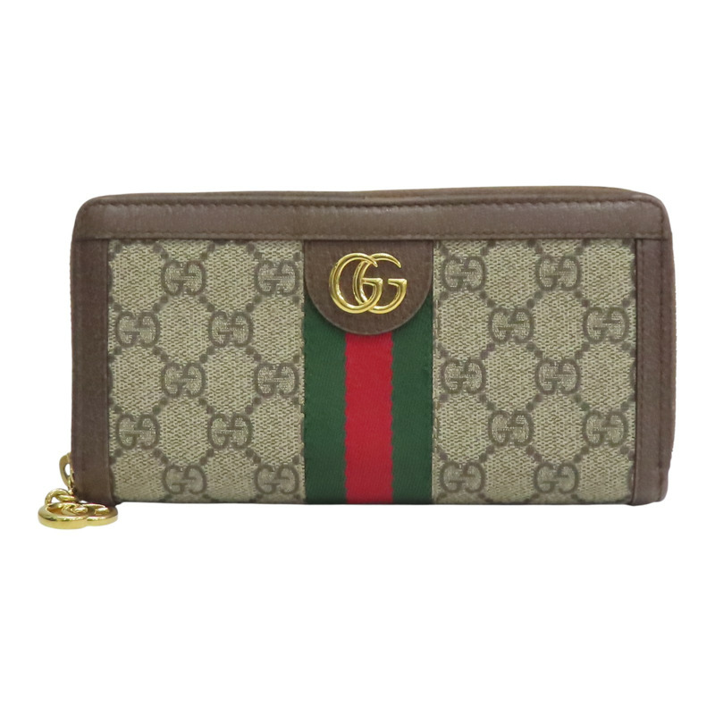 棕色 GG supreme帆布 拉鍊長夾 【GUCCI 古馳】 523154-0