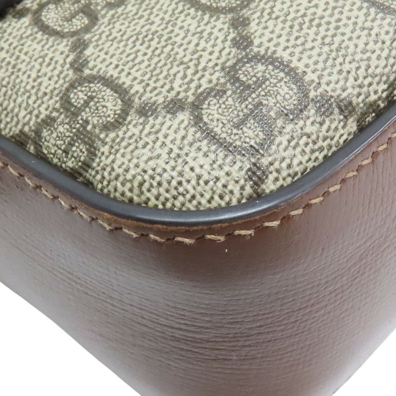 棕色 PVC塗層帆布 Horsebit 1955 肩背包【GUCCI 古馳】 645454-10