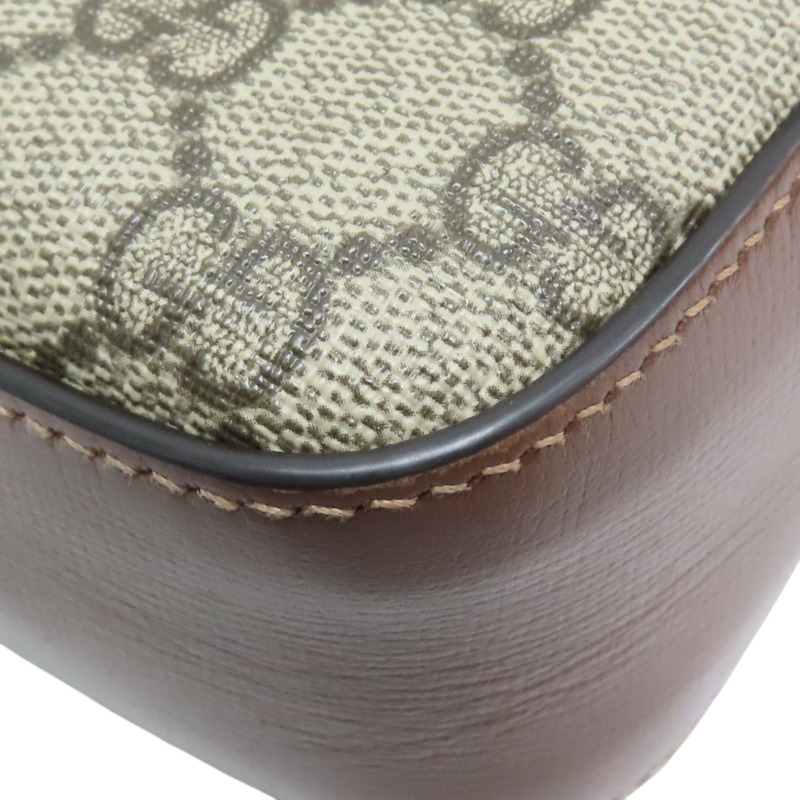 棕色 PVC塗層帆布 Horsebit 1955 肩背包【GUCCI 古馳】 645454-11