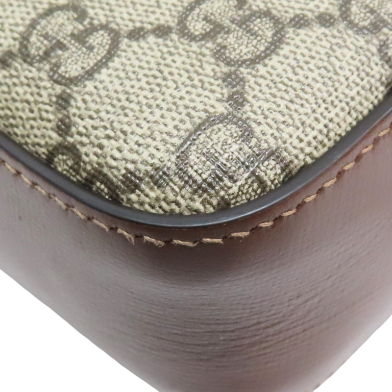 棕色 PVC塗層帆布 Horsebit 1955 肩背包【GUCCI 古馳】 645454-13