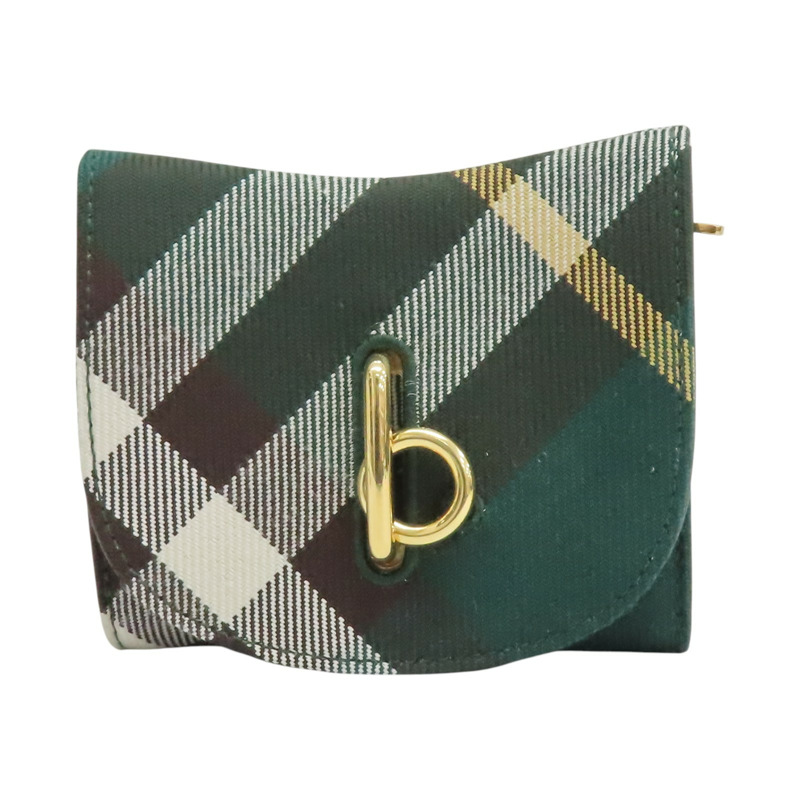 綠色 格紋帆布 三折短夾【BURBERRY 巴寶莉】-0