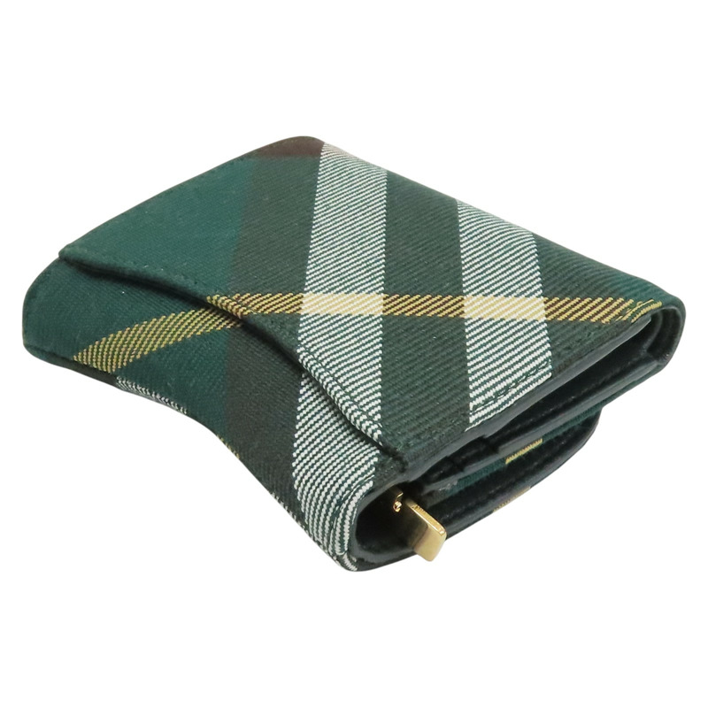 綠色 格紋帆布 三折短夾【BURBERRY 巴寶莉】-3