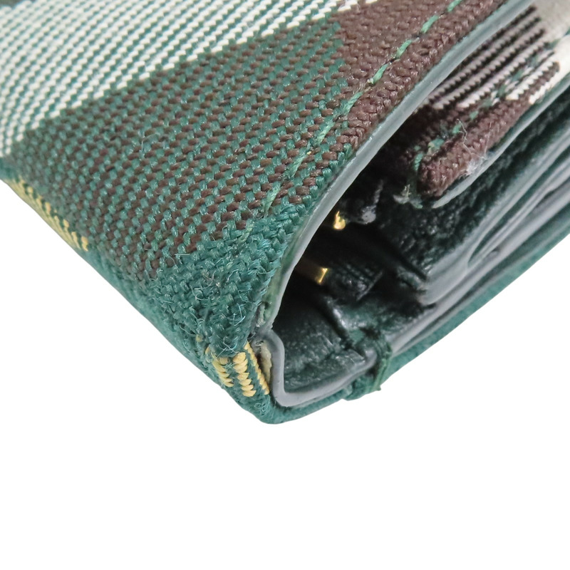 綠色 格紋帆布 三折短夾【BURBERRY 巴寶莉】-12