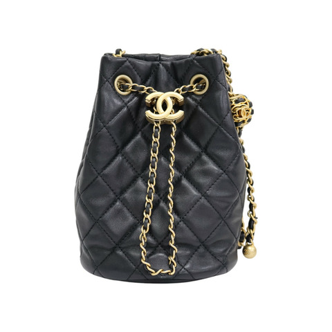 黑色羊皮 金球 水桶 鍊帶 肩背包 AS1894【CHANEL 香奈兒】 AS1894