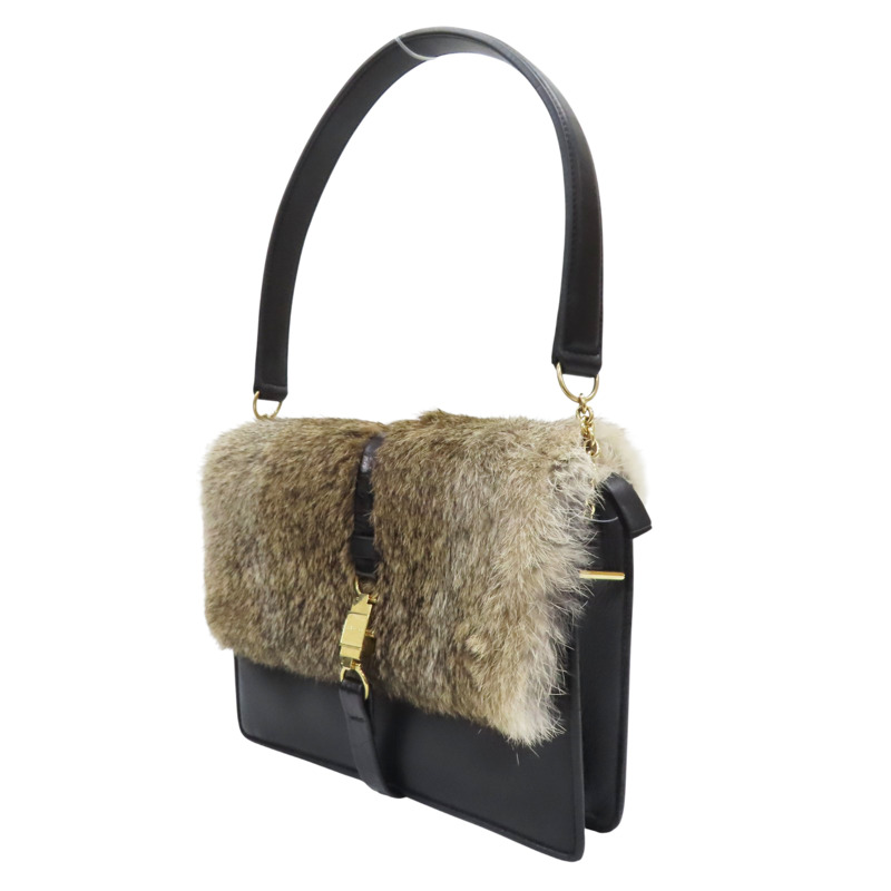 黑色 牛皮 毛毛 肩背包【CELINE 賽琳】-2