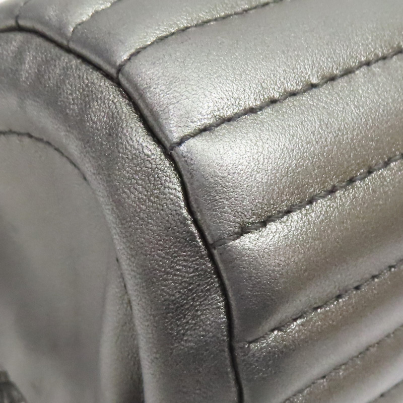 銀灰色 牛皮 圓桶 肩背包 銀釦【CHANEL 香奈兒】-8