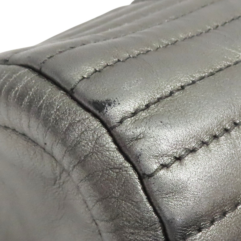 銀灰色 牛皮 圓桶 肩背包 銀釦【CHANEL 香奈兒】-10