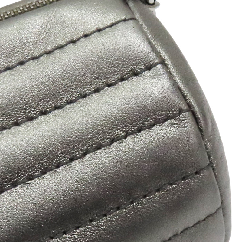 銀灰色 牛皮 圓桶 肩背包 銀釦【CHANEL 香奈兒】-12