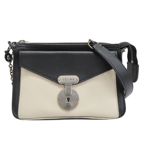 黑/白色 牛皮 鏈帶肩背包【CELINE 賽琳】