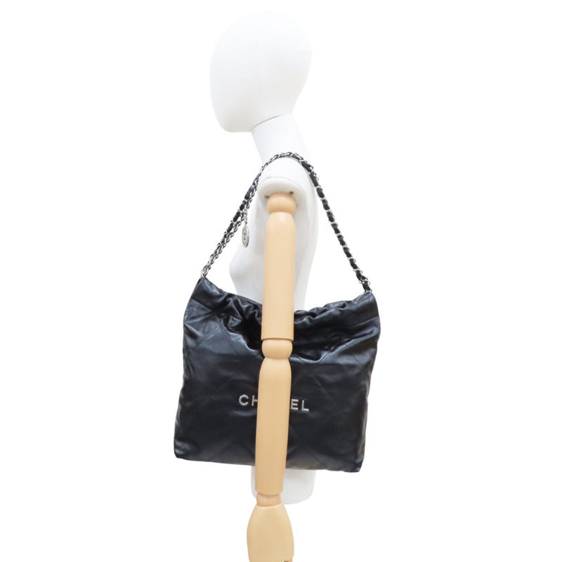 黑色 牛皮 22 肩背包 銀釦【CHANEL 香奈兒】 AS3260-10