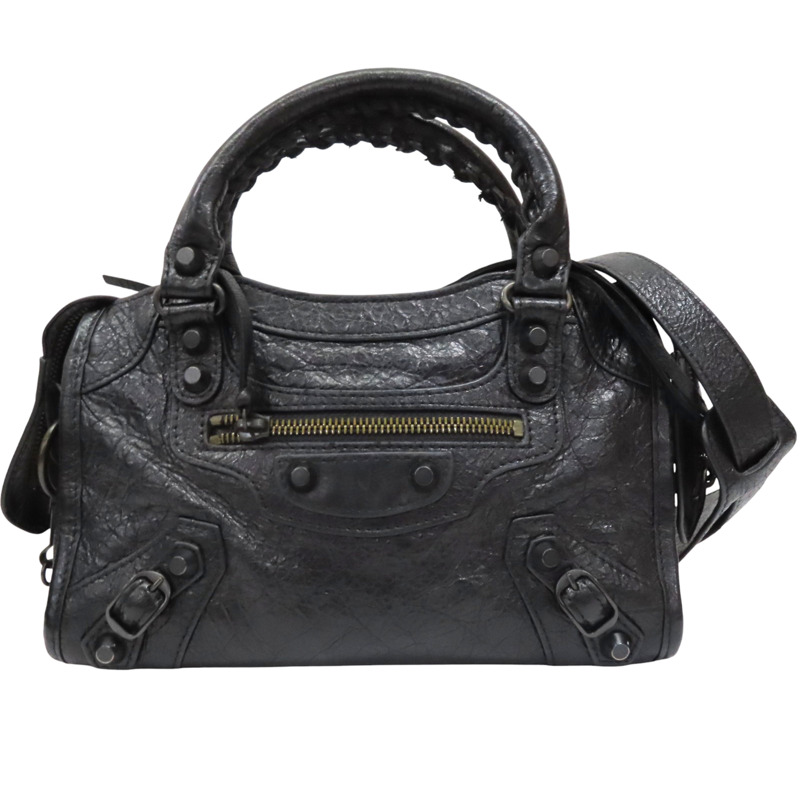 黑色 山羊皮 Edge Mini City 肩背包【BALENCIAGA 巴黎世家】 390160-0