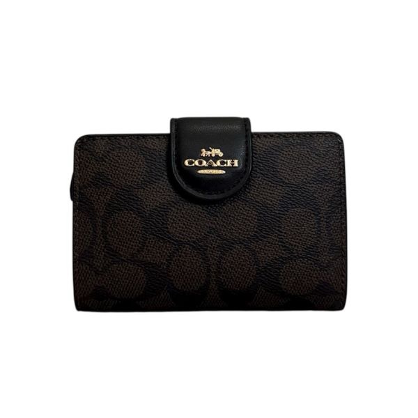 COACH 黑咖老花經典滿版老花中夾-1