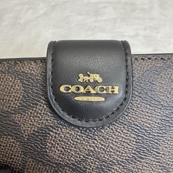 COACH 黑咖老花經典滿版老花中夾-7