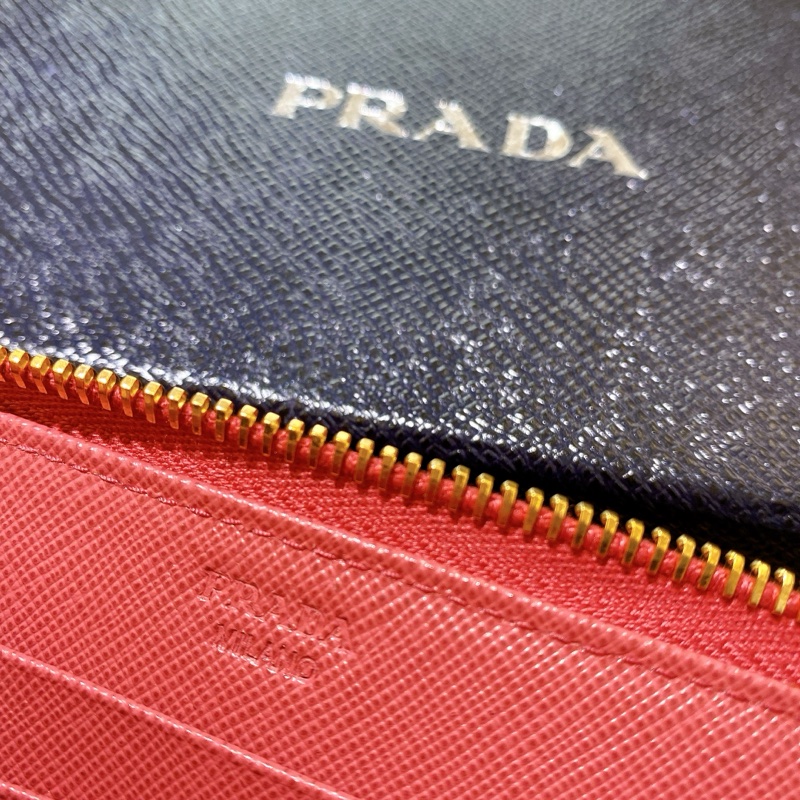 【近新閒置】PRADA桃粉真皮長夾財布 附票卡夾-15