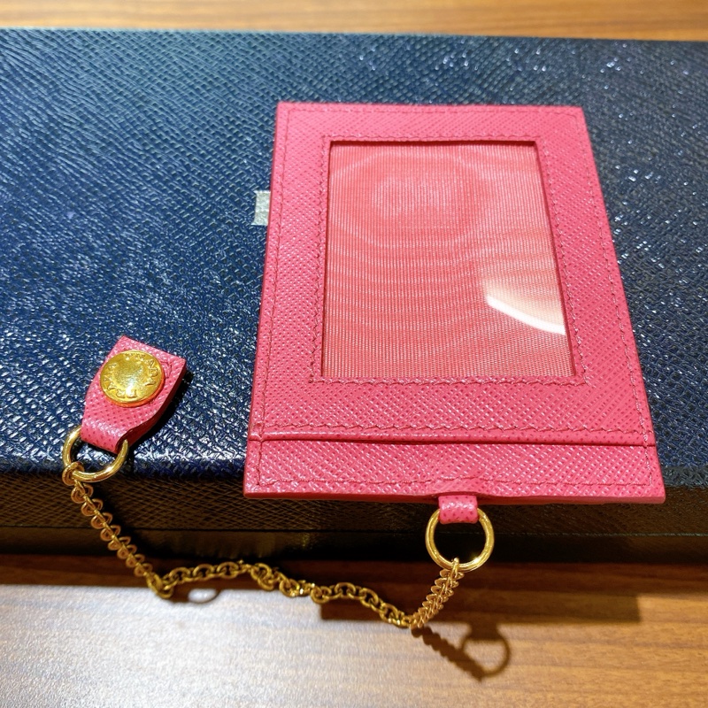 【近新閒置】PRADA桃粉真皮長夾財布 附票卡夾-16